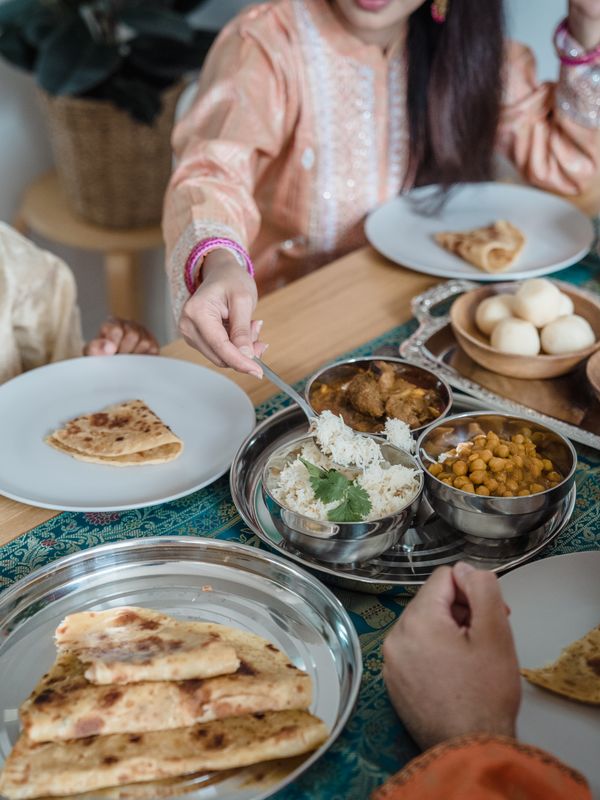 An Indian family sharing a meal